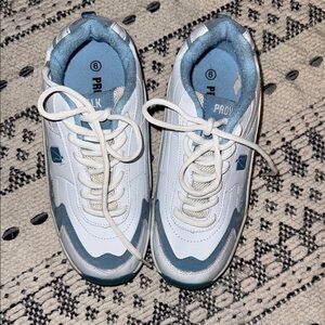 PROWALK White and Blue Athletic Sneakers